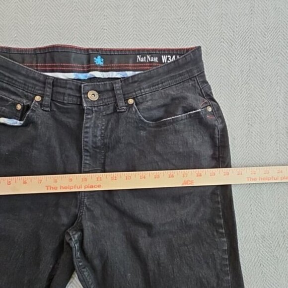 Nat Nast Jeans Men's 34x30 Black Straight Baggy Loose Skater Goth Grunge Emo Y2K - Picture 4 of 16